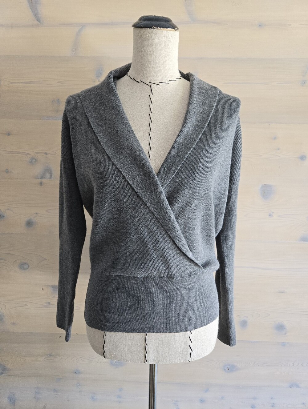 NWOT Mango Wool Blend Faux Wrap Sweater Size M